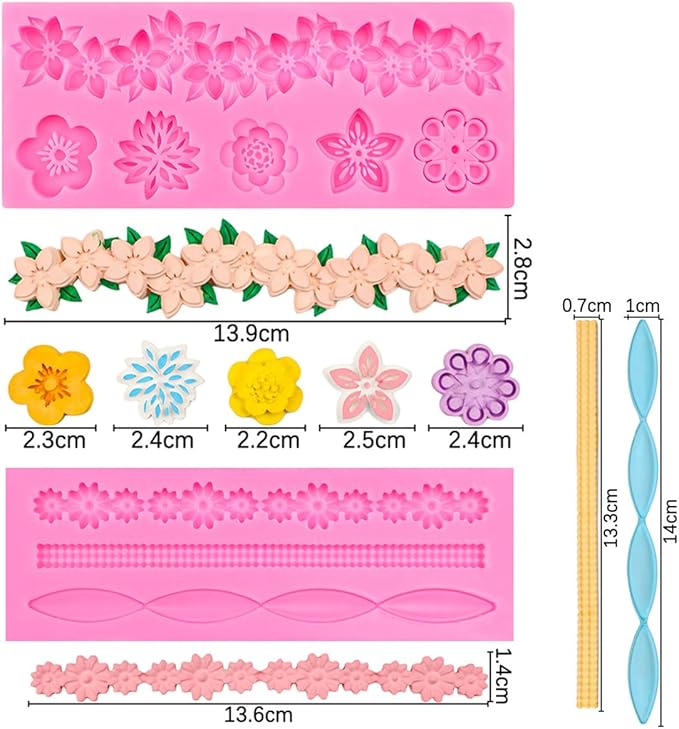 Baroque Silicone Molds Baroque Style Curlicues Scroll Lace Fondant Silicone Mold Scroll silicone Baroque Mold Relief Flower Lace Mould for Wedding Birthday Cake Decoration (Scalloped Wave 2)