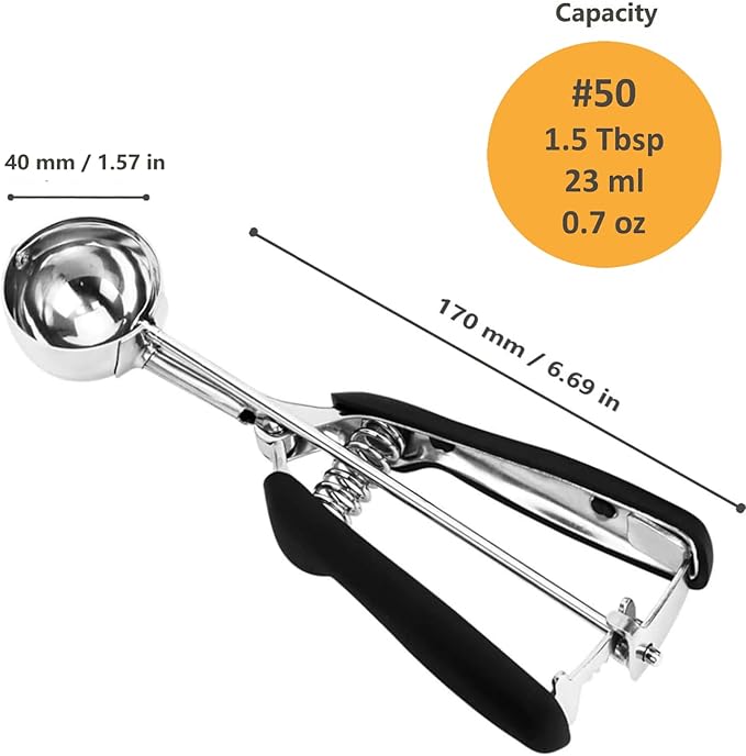 Cookie Scoop, Ice Cream Scoop, Cookie Scoops for Baking, 18/8 Stainless Steel Cookie Scooper for Baking, Cookie Dough Scoop, Ice Cream Scooper with Trigger Release, Non-slip Grip (42MM)…