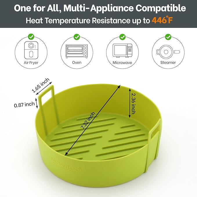 Air Fryer Silicone Liners 4QT For Ninja AF101, 2 Pack BPA Free Platinum Air Fryer Basket Liners with Handle, Round Reusable Liner Ninja Fryer Accessories, Upgrade
