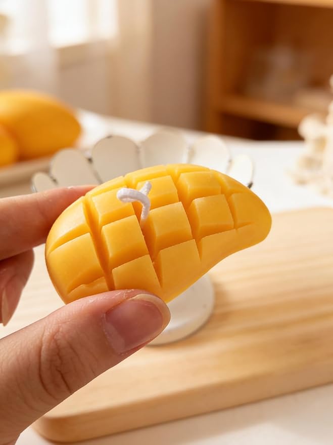 Mango Silicone Mold – 2 Pieces Mangos Slice Silicone Fruit Mold for Chocolate, Candy, Fondant, Candle, Soap, Resin & Cake Decor, 3D DIY Baking Tool for Parties & Gifts (Mango)
