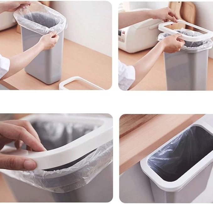 Trash Cans Hanging Waste Bin Under Kitchen Sink,Plastic Dustbins Over Cabinet Door with Top Ring to Fix Garbage Bag Outdoors and Home (Color : White)
