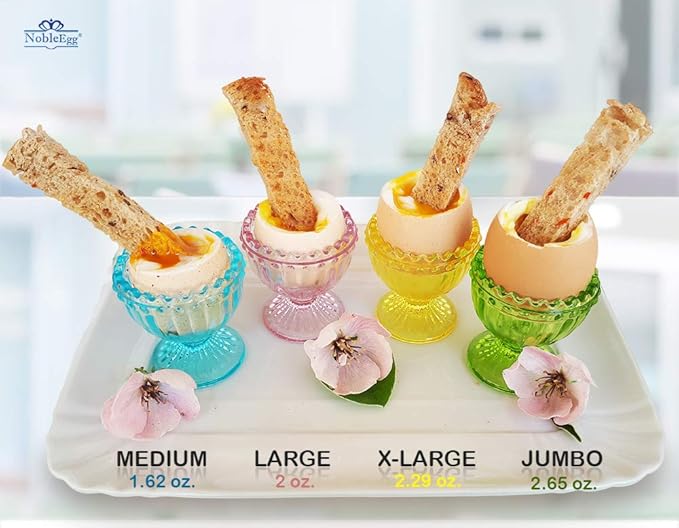 NobleEgg Antique Style Egg Cups for Soft Boiled Eggs | Set of 4 | Egg Timer Pro | 18/8 Egg Spoons | Egg Topper | Premium Gift/Storage Box
