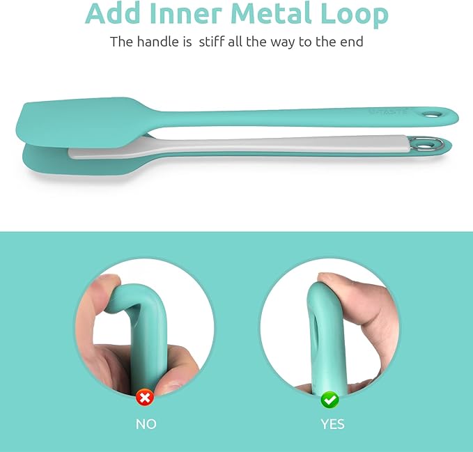14in Extra Long Silicone Spatula: U-Taste 480ºF Heat Resistant Flexible Baking Mixer Scraper, Large Rubber Mixing Stirring Scraping Seamless Kitchen Turner Utensil for Nonstick Cookware (Aqua Sky)
