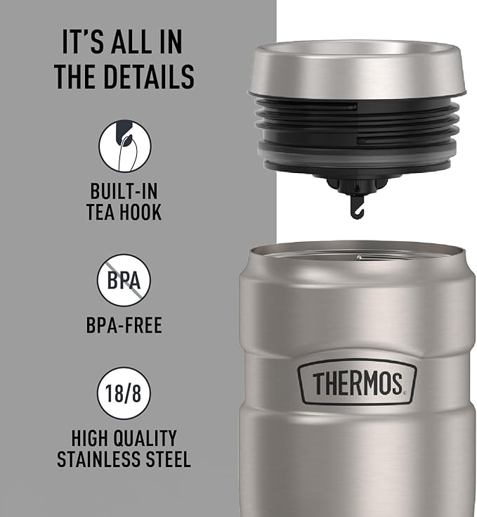 THERMOS Stainless King Vacuum-Insulated Travel Tumbler, 16 Ounce, Matte Steel