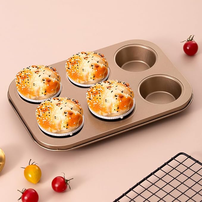 Baking Pans Sets 5-Piece, UNOSCHRIM Nonstick Carbon Steel Bakeware Sets with Round Cake Pan, Round Pizza Pan, Cookie Sheet, Loaf and 6-Cup Muffin Pan, Reusable Baking Sets for Various Baking Scenes