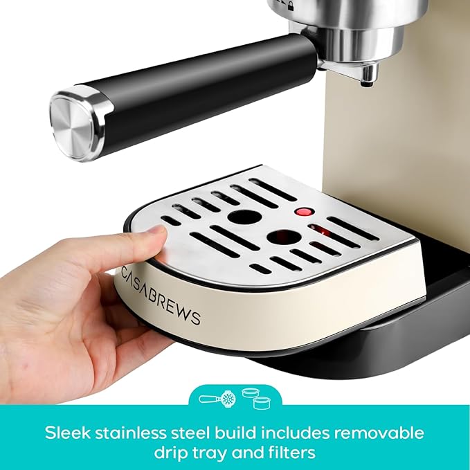 CASABREWS CM5418 Espresso Machine 20 Bar, Small Espresso Maker with Milk Frother Steam Wand, Stainless Steel Espresso Coffee Machine with 34oz Removable Water Tank, Cafetera Espresso, Creamy