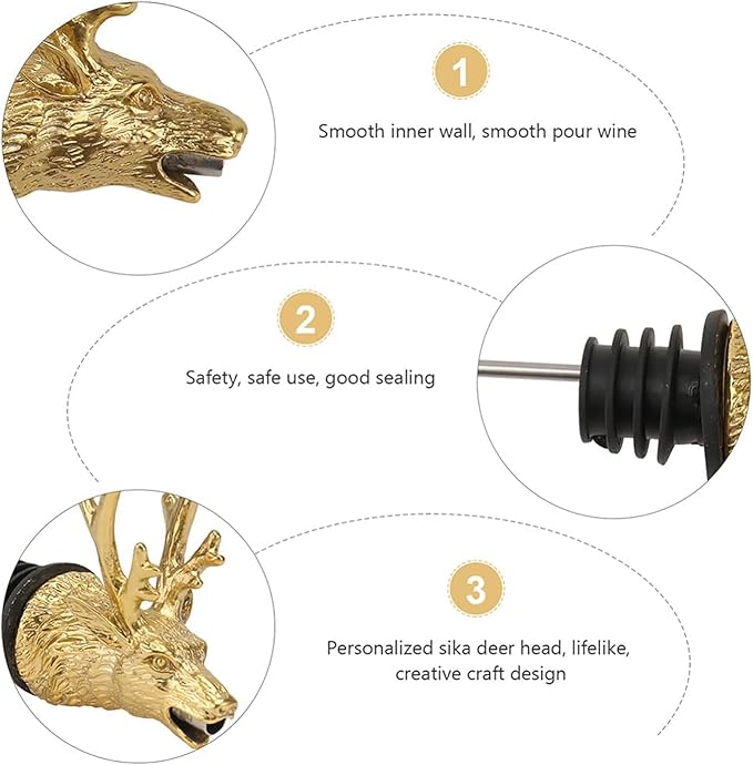CALLARON Deer Head Wine Stopper & Glass Decanter Bottle Wine Whiskey Liquor Dispenser Set