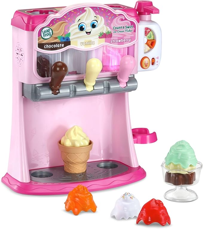 LeapFrog Count and Swirl Ice Cream Maker Playset for Kids Ages 2 Years and up, Pink