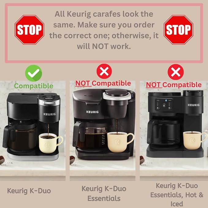 Replacement 12-Cup Coffee Pot Carafe for Keurig K-Duo [ NOT COMPATIBLE With Keurig K-Duo "Essentials" ]