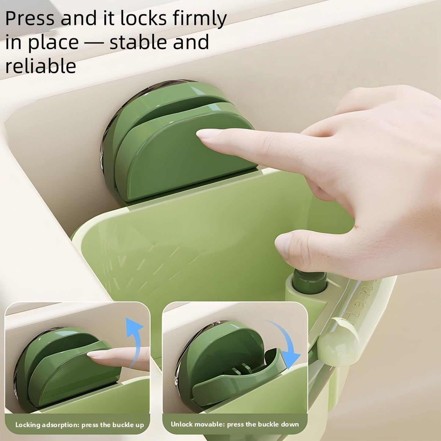 Suction Cup Sink Corner Rack 2026 Upgrade Corner Sink Strainer Basket Automatic Dumping Suction Cup Press Sinks Drainer Basket Faucet Sponge Storage Rack Food Waste Catcher for Sink (1PC - Green)