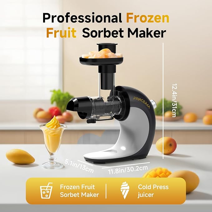 Frozen Fruit Sorbet Maker - Soft Ice Cream Maker for Healthy Vegetarian and Dairy Free Snacks, Easy to Clean