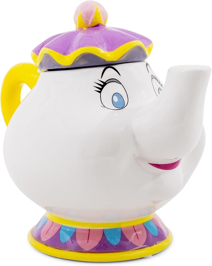 Silver Buffalo Disney Beauty and the Beast Mrs. Potts Teapot 3D Sculpted Ceramic Cookie Snack Candy Jar (Small)
