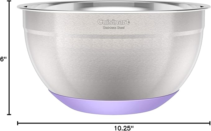 3-Piece Stainless Steel Mixing Bowls with Nonslip Base, 1.5qt, 3qt & 5qt
