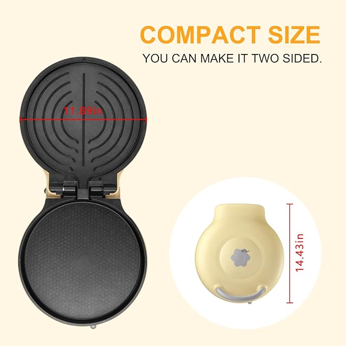 Bear 11.8'' 1500W Electric Smokeless Indoor Grill with Adjustable Temp, Quesadilla Maker Nonstick Pan for Breakfast, Lunch, Dinner
