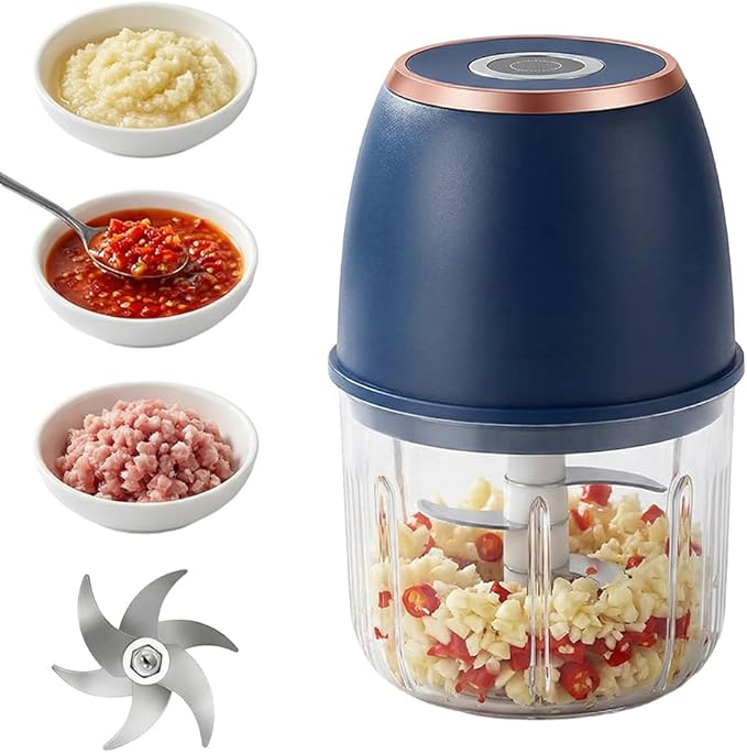 2026 New Electric Garlic Chopper,Vegetable Food Chopper,Mini Food Processor,Portable Rechargeable Cordless Chopper for Onion,Chili,Ginger,Nuts,Meat & Fruits 350ml (Blue)