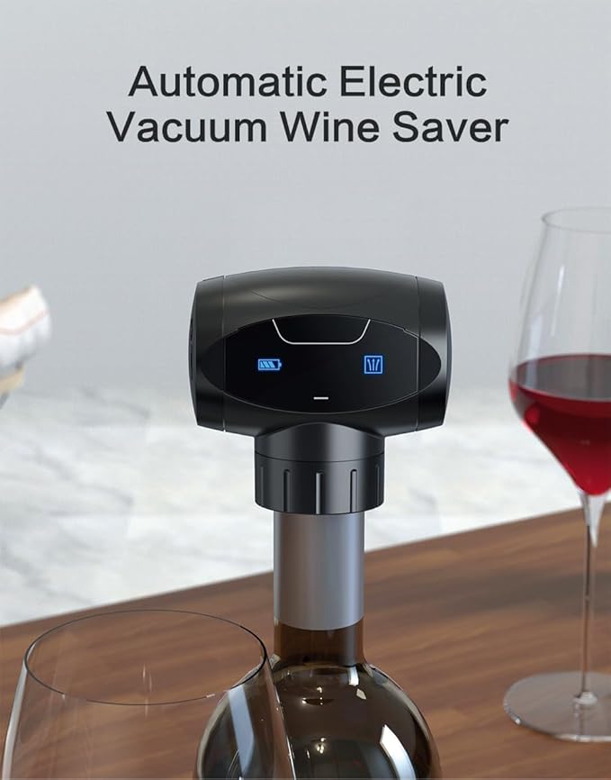 Electric Wine Stoppers, Automatic Wine Vacuum Pump, Reusable Wine Bottle Stoppers Cork Saver Plug, Wine Preserver Stopper - 2 Pack