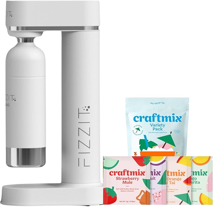 Fizzit Spärklï Carbonated Water Soda Maker | Stainless Steel Bottle | 12pk Drink Mix Variety Pack | FIZZ & FLAVOR BUNDLE