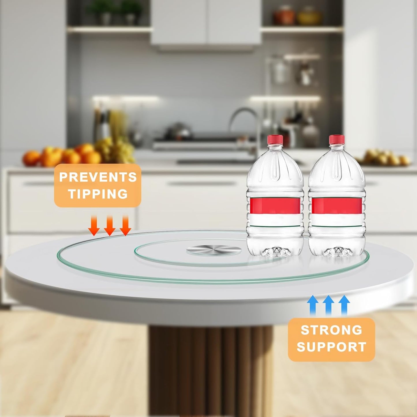 20'' Glass Lazy Susan Turntable Dining Table, 360 ° Round Dinner Plate Rotating Tray Transparent Dinner Plate, Silent and Smooth Rotation of The Dinner Plate (20inch/50cm)