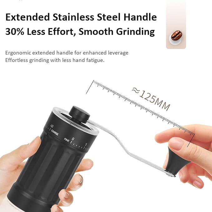 Manual Coffee Grinder, 40 Levels External Adjustment, Portable Hand Coffee Bean Mill, Ceramic Burr Coffee Grinder