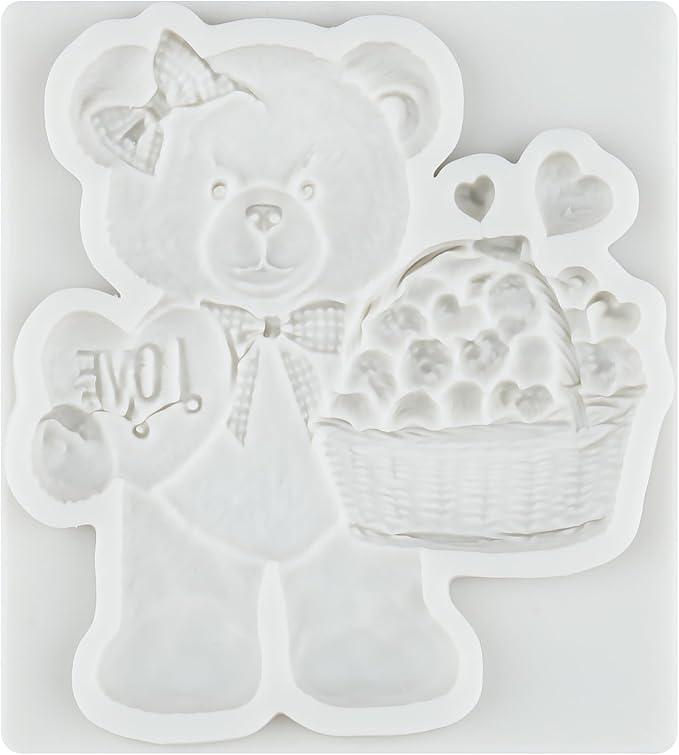 Bear Silicone Fondant Molds Bear Chocolate Candy Mold For Teddy Bears Cake Decoration Wedding Birthday Party Cupcake Topper Polymer Clay Gum Paste Set of 4