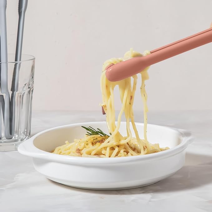 carrotez Silicone Cooking Kitchen Tongs, Anti-Slip,Non-Scratch Serving Tongs 9.25 Inches - Coral Pink