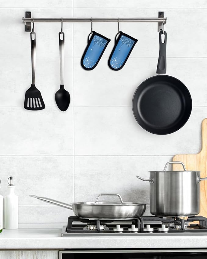 Blue Diamond Hot Handle Holder, Pot Pan Handle Covers, Shiny Modern Art Droplet Texture Cast Iron Skillet Handle Covers, Heat Protecting Pan Handle Sleeves Mitt for Kitchen Cookware, 2PCS