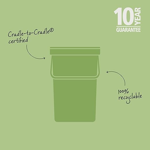 Brabantia Sort & Go Kitchen Recycling Bin | M / 6.6 Gal / 25L | Dark Gray | Removable Stay-Open Lid, Carry Handle | Trash Can for Bottles, Cans, Paper, Glass | Wall-Mounting Bracket Sold Separately