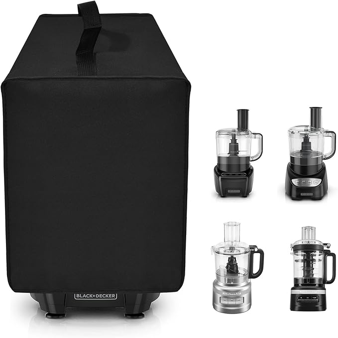 Cover for BLACK+DECKER and KitchenAid 7-8 Cup Food Processor, Heavy Duty Waterproof Dustproof Food Processor Protective Case Cover, Accessories for BLACK+DECKER Food Processors (Black)