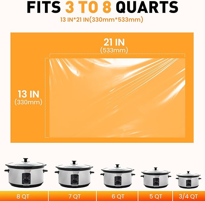 30 Pack Slow Cooker Liners, Large Size 13"x 21" Cooking Bags Disposable Pot Liners, Plastic Slow Cooker Bags Fits 3-8 Quarts, BPA Free, Suitable for Oval & Round Pot