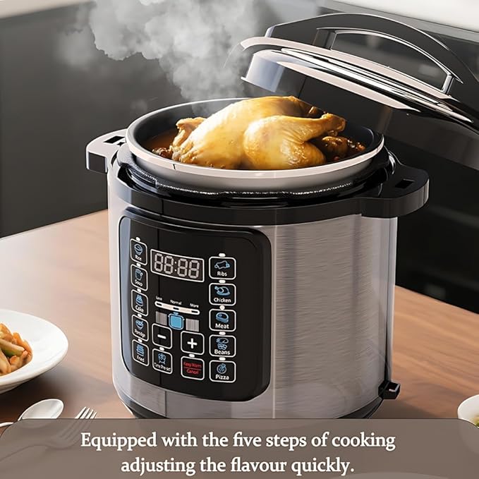 10 In 1 Electric Pressure Cooker, 8 Quart Stainless Steel Multi-Function Electric Cooker, Slow Cooker With 24-Hour Reservation Function, Suitable For Meat, Cake, Congee, Rice, etc