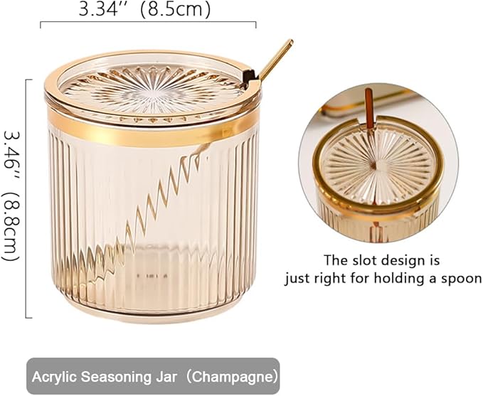 Acrylic Condiment Spice Jars,Condiment Spice Box With Lids and Spoons and Tray,Clear Plastic Condiment Canisters,Seasoning Box 6 Pack,Seasoning Box Set for Kitchen to Storage Salt,Paprika,Sugar