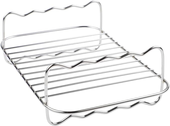 304 Stainless Steel Air Fryer Rack, Dual Basket Accessory for DZ201 40 550 Stackable Cooking Rack for Oven Microwave Steamer 20x15x6cm