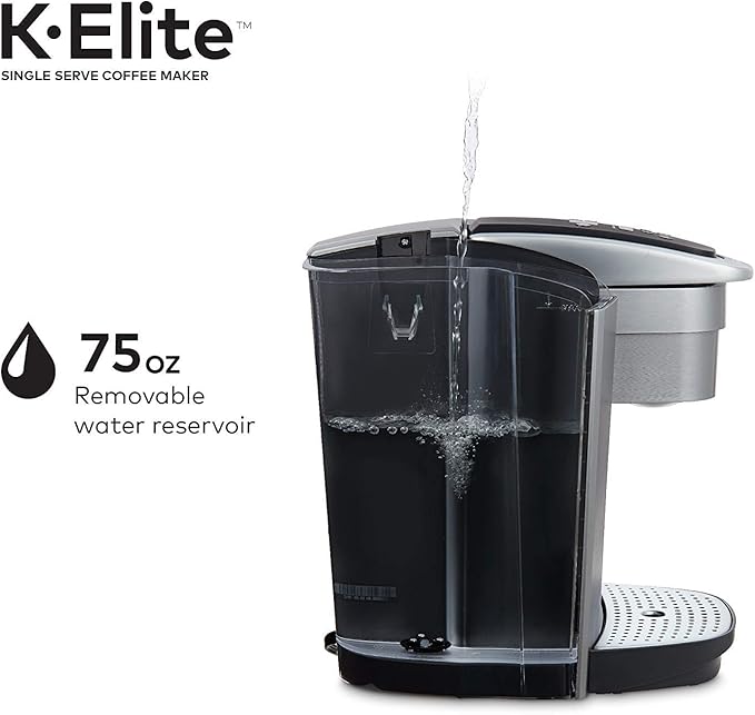Keurig C K-Elite Maker, Single Serve K-Cup Pod Brewer, with Iced Coffee Capability, Extra Included, 75oz, Brushed Silver Plus Filter Bundle