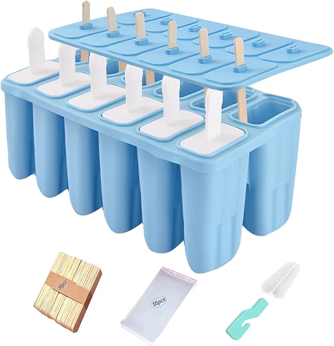 12 Cavity Silicone Popsicle Molds 6 Cavity Popsicle Molds with Brush 100 pcs Sticks
