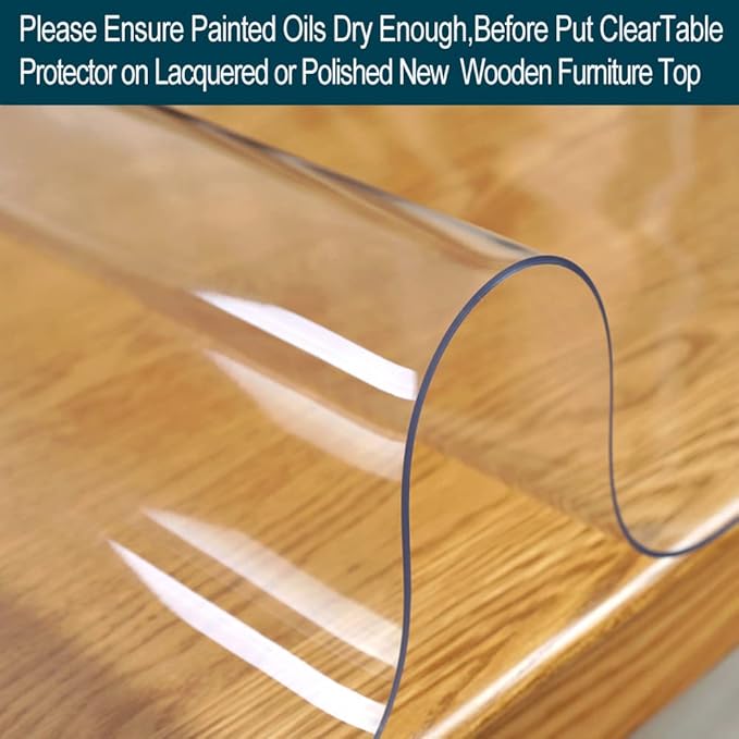 24x74 Inches Clear Plastic Dining Room Table Protector Desk Cover Wooden Furniture Topper Transparent Tablecloth Wipeable Vinyl PVC Waterproof for Rectangle Coffee End Table Chair Floors Mats Pad