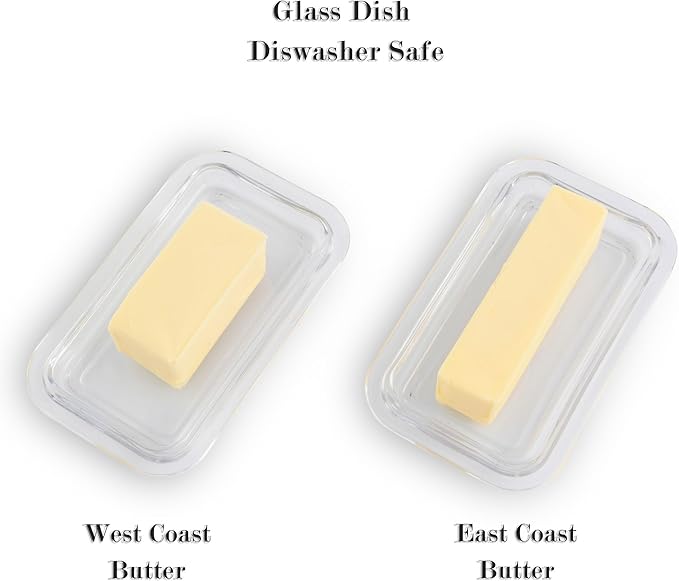 Arthur Court Glass Butter Dish with Lid Shell Knob | Classic 2-Piece Design Covered Butter Keeper | Covers and Holds a Standard Stick of Butter | Ocean / Seaside Décor