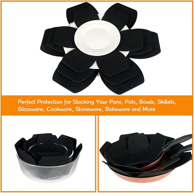 BYKITCHEN Larger & Thicker Pan Protectors, Set of 12 and 3 Different Sizes, Felt Pot Pan Separators, Pan Dividers Pads for Stacking and Protecting Your Cookware