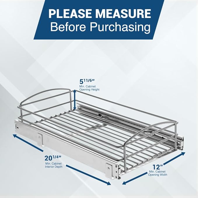 Knape & Vogt RS-MUB-11-FN 5 in. H x 12 in. W x 20 in. D Multi-Use Pull-Out Basket Cabinet Organizer in Silver