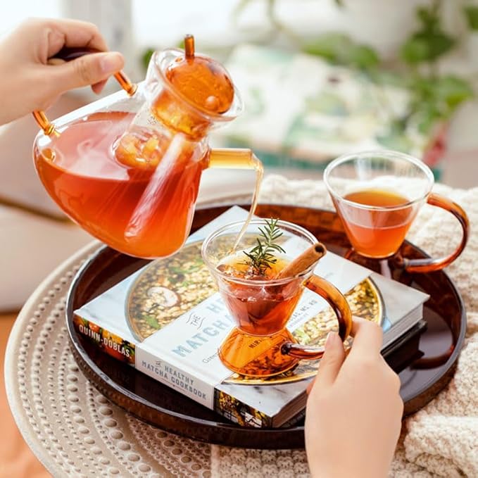 Pitcher Nordic Tea Cups Set Heat Resistant Glass Tea Water Pot With Coffee Tea Heating Cold Kettle Filter Baskets Mug Teapot Teacup Water Bottle