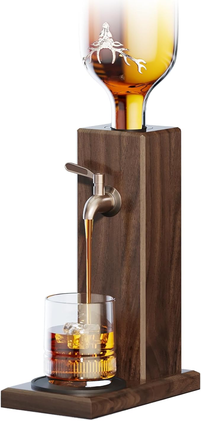 Ash Wood Whiskey Liquor Dispenser for Home Bar,Leakproof Alcohol Dispenser for Bourbon/Scotch,Includes Liquor Bottle Pour Spouts,Ideal Whiskey Gifts for Men (Father's Day,Birthday) Man Cave