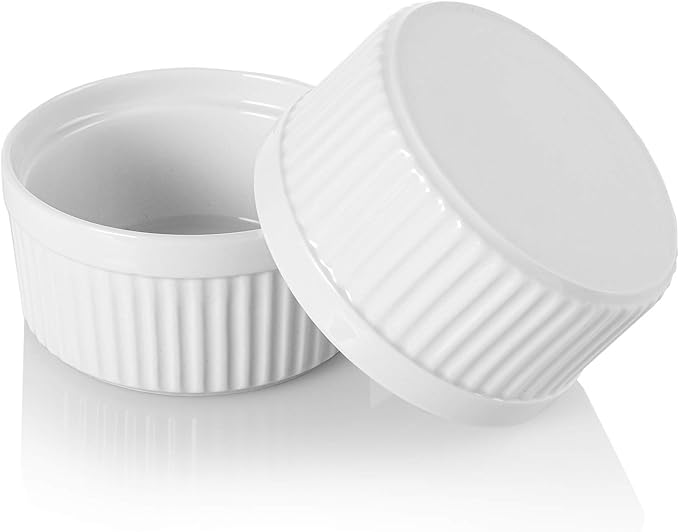 Foraineam 12 Pieces 8 oz Porcelain Souffle Dishes, Oven Safe Ramekins White Bakeware Set Dessert Custard Baking Dishes Cups for Baking, Cooking, Serving and More