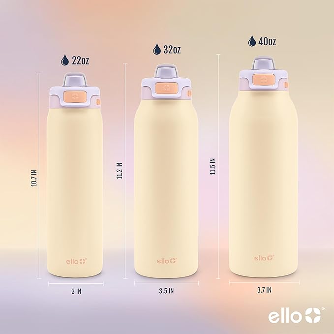 Ello Pop & Fill 40oz Stainless Steel Water Bottle with Quick Fill Technology, Double Walled and Vacuum Insulated Metal, Leak Proof Locking Lid, Sip and Chug, Reusable, BPA Free, Pastel Paradise