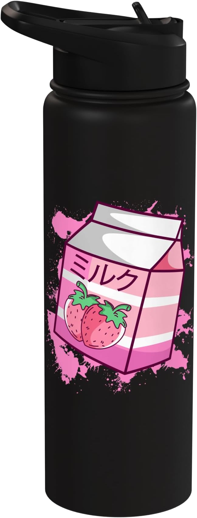 Kawaii Japanese Pink Retro 90s Strawberry Milk Carton Stainless Steel Insulated Water Bottle
