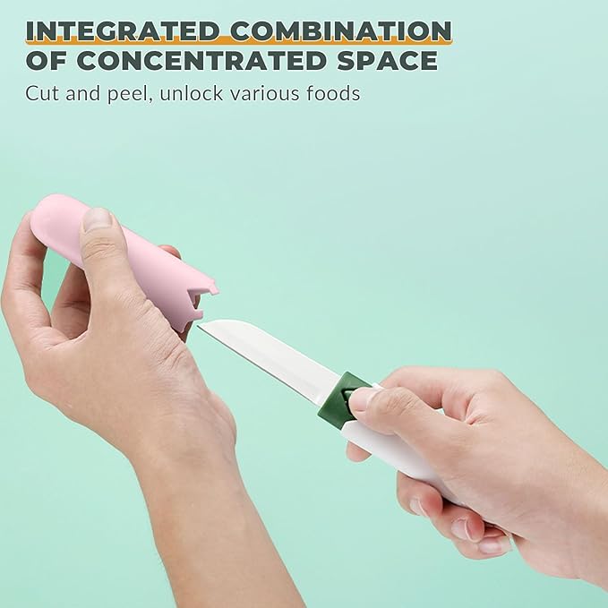 2 in 1 stainless steel Paring knife Peeler; fruit peeler; apple peeler; pear peeler, vegetable peeler, Kitchen Peeler (1, Pink White)