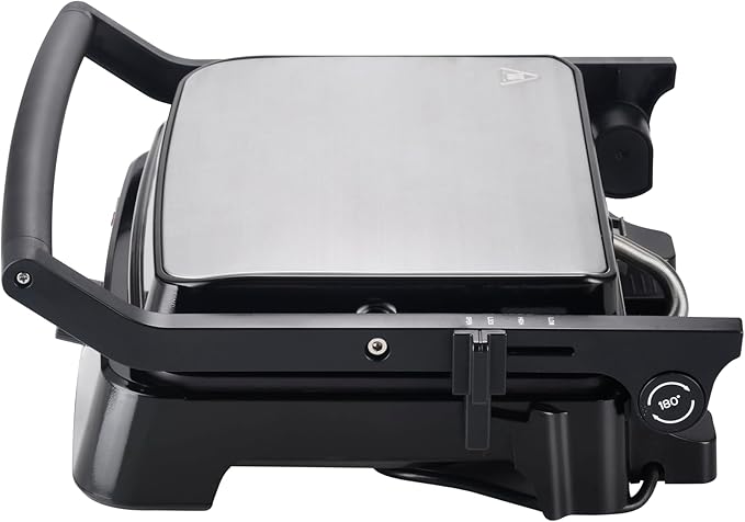 Vivicreate Panini Press Grill 1500W Sandwich Maker with Removable Nonstick Plates Adjustable Temperature 180 Degree Opening Indoor Electric Grill for Panini Sandwich Steak Burgers Breakfast (1 Knob)