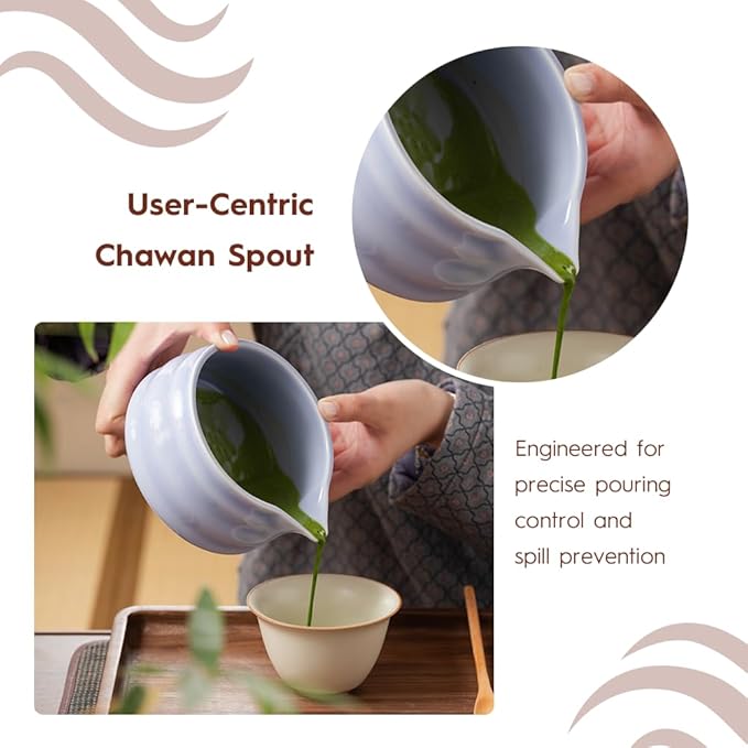 Matcha Whisk Set - Ceramic Bowl, Bamboo Whisk with Holder, Storage Canister, Sifter, Schima Spoon with Rest, Tea Towel - 8 Pcs Complete Kit for Traditional Matcha and Modern Lattes (Purple)