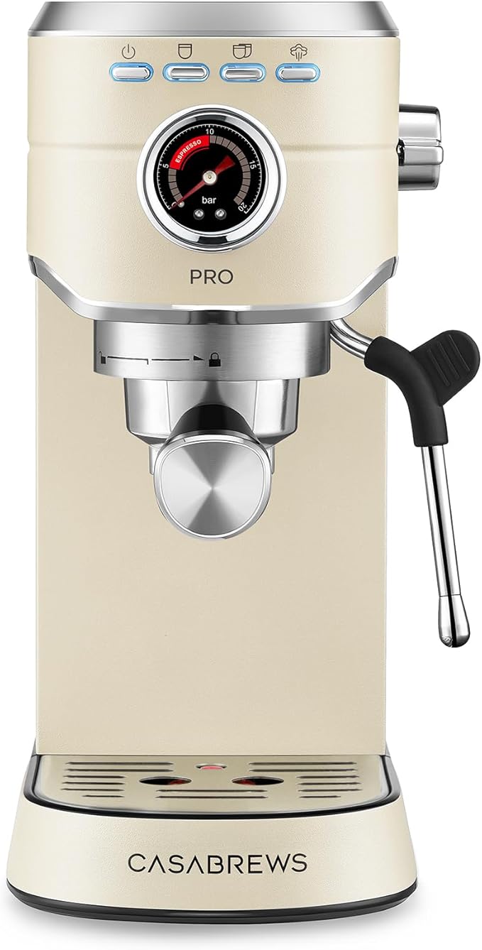 CASABREWS 5418 PRO Espresso Machine 20 Bar, Espresso Maker with Milk Frother Steam Wand, Stainless Steel Coffee Machine with 34oz Removable Water Tank, Small Latte Machine, Creamy