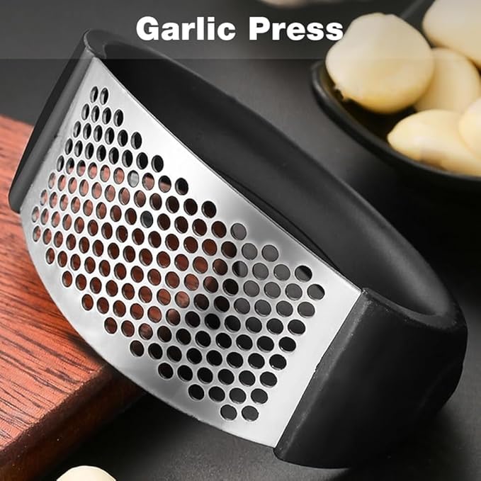 Premium Stainless Steel Garlic Press - Ergonomic Manual Crusher for Fast Garlic Slicing, Dishwasher Safe, Compact Size, Ideal for Home & Travel (3)
