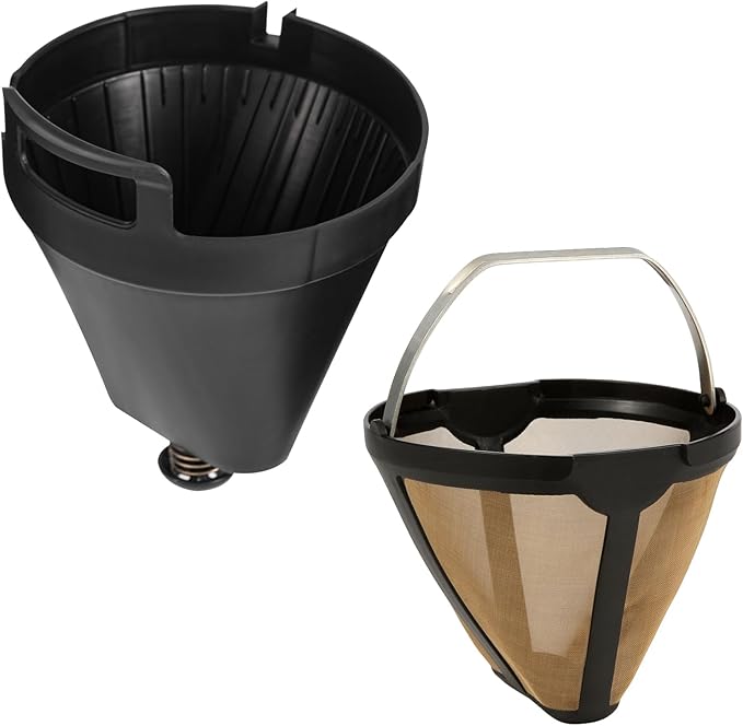 Permanent CE250 CE251 Filter Basket Holder & Gold Tone Filter Set，Compatible with Ninja 12-Cup Programmable Coffee Brewer CE200, CE200BRN, CE200C, CE201, CE201BRN, CE201C