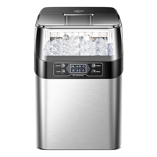 Ice Maker Countertop, 2 Ways to Add Water, 33lbs/24Hrs, 24 Pcs Ready in 13 Mins, Auto-Cleaning Portable Ice Maker with Basket and Scoop, for Home/Kitchen/RV/Camping, Silver